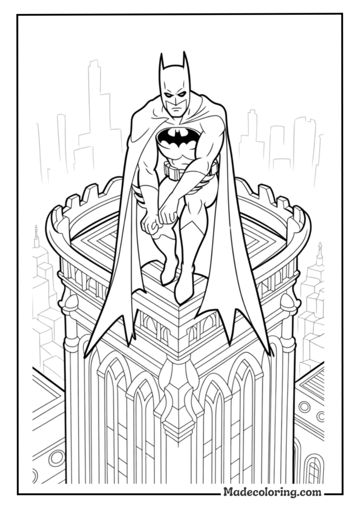 Batman crouching in a gargoyle pose