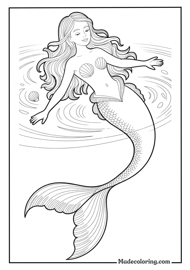Beautiful Mermaid Swimming Gracefully
