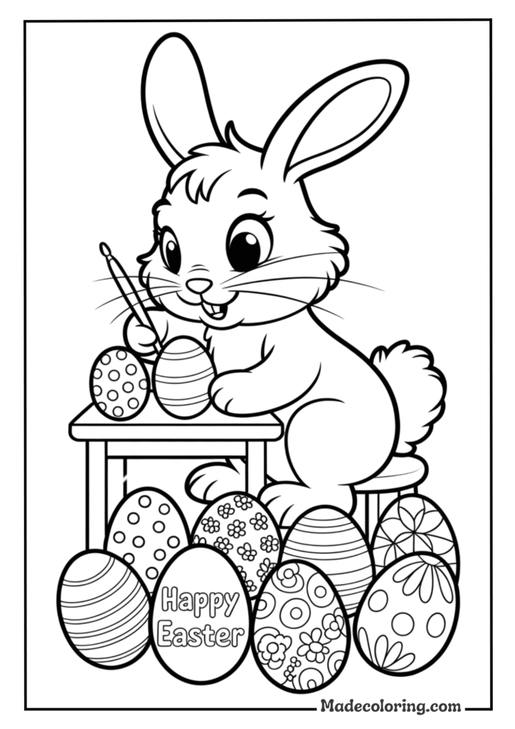 Bunny Painting Easter Eggs