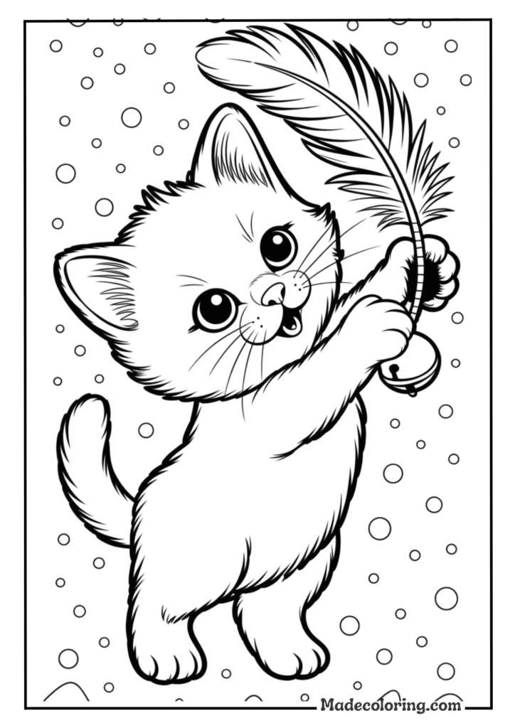 Cat Playing with Feather Toy