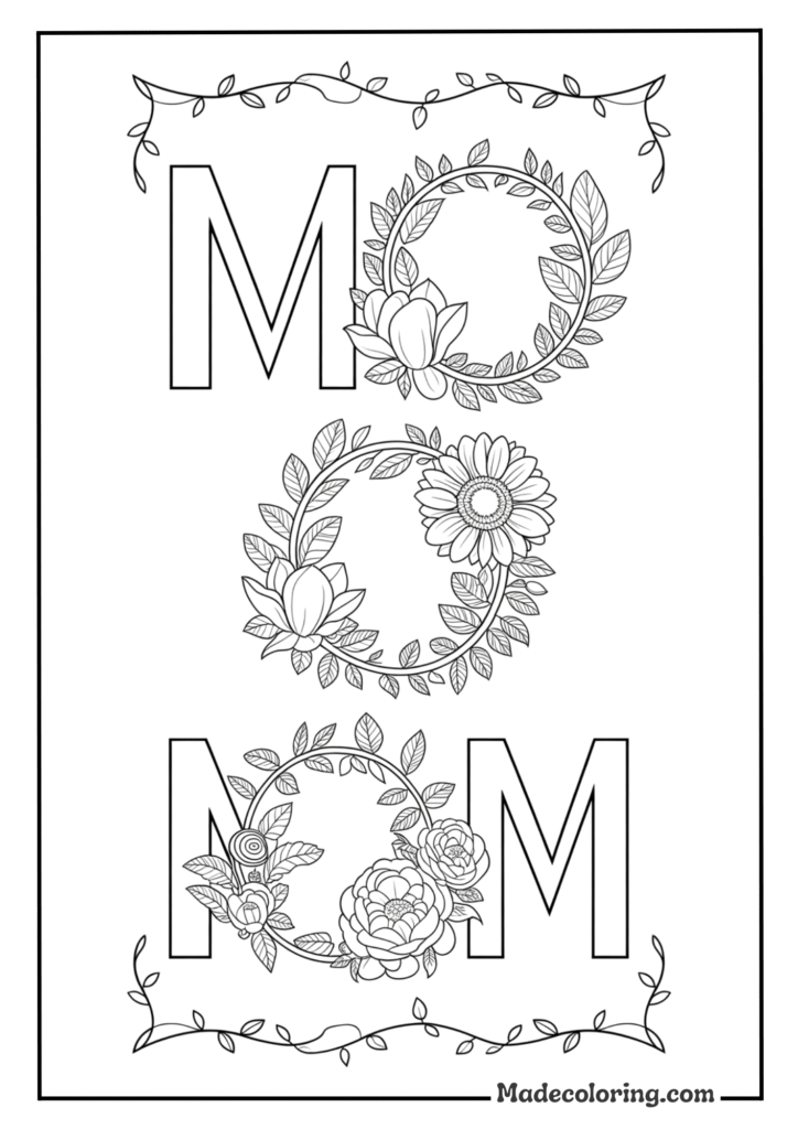 Decorative _MOM_ Typography with Florals