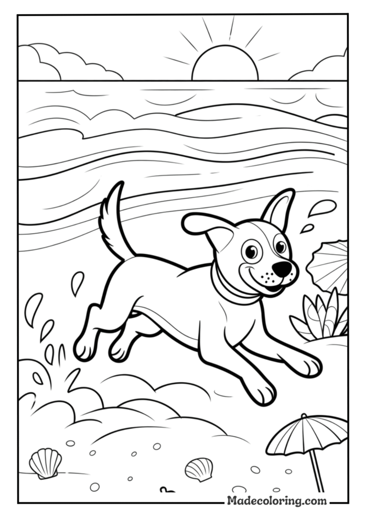 Dog Playing on the Beach