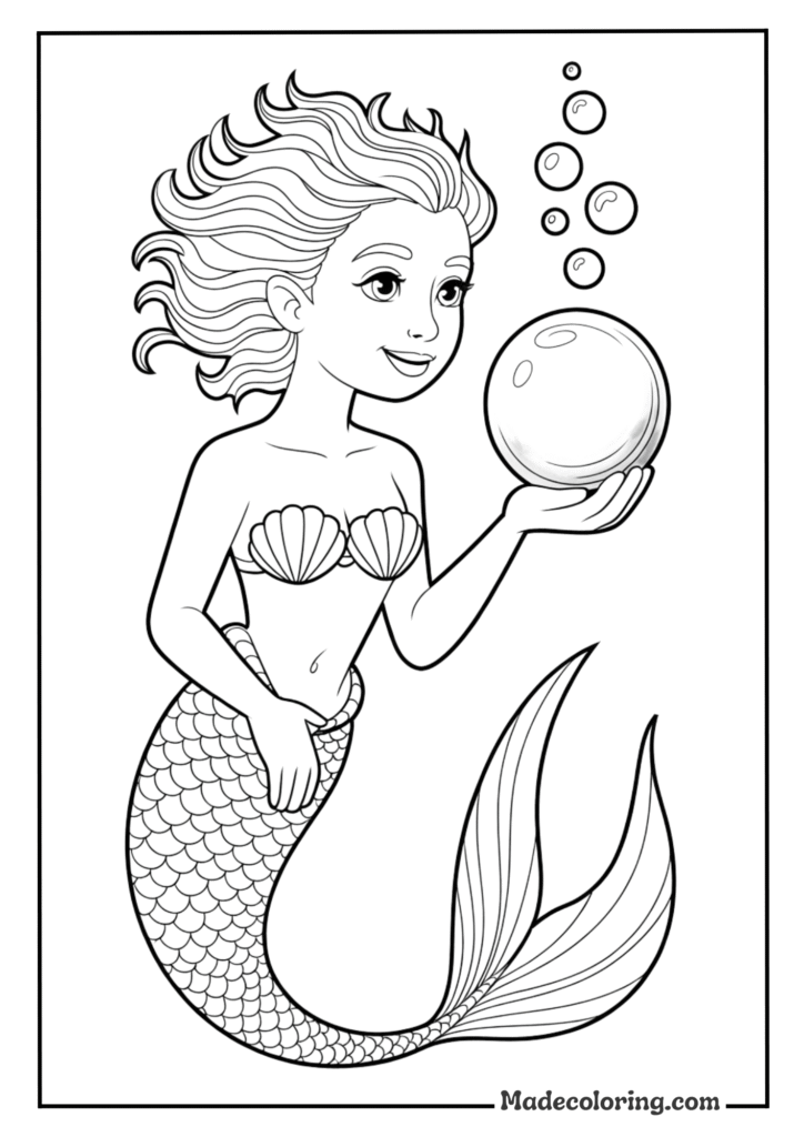 Elegant Mermaid Holding Pear