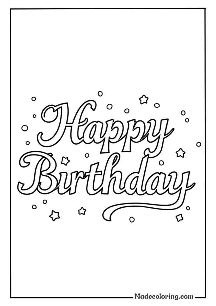 Happy Birthday lettering Coloring Pages