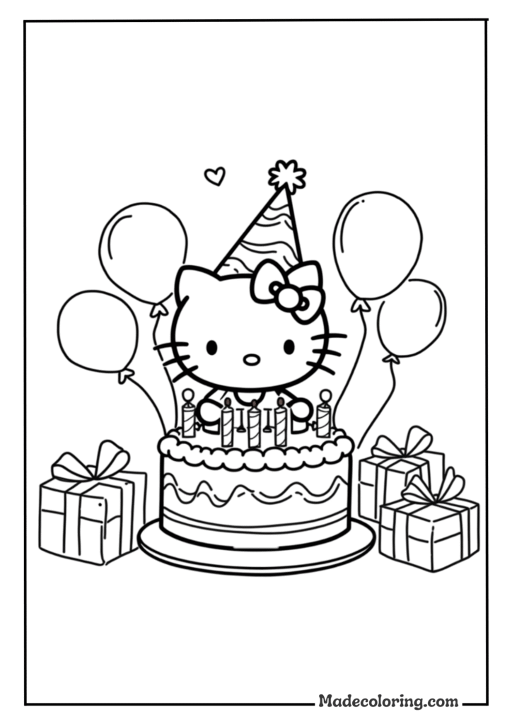 Hello Kitty celebrating her birthday