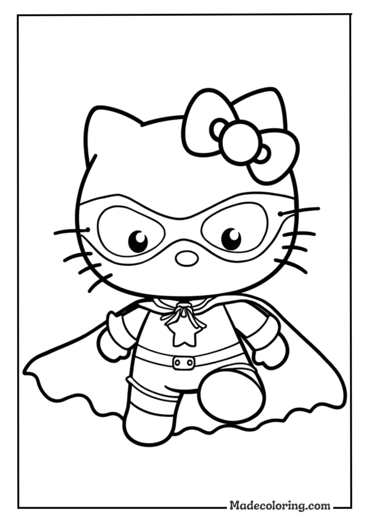 Hello Kitty dressed as a superhero