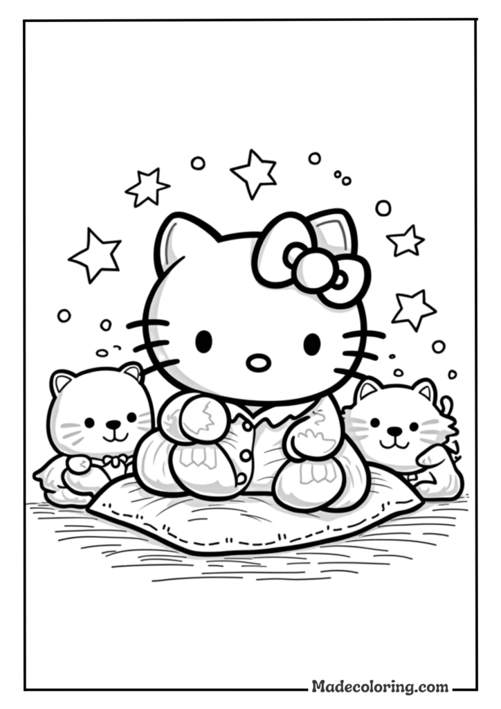 Hello Kitty having a slumber party with friends