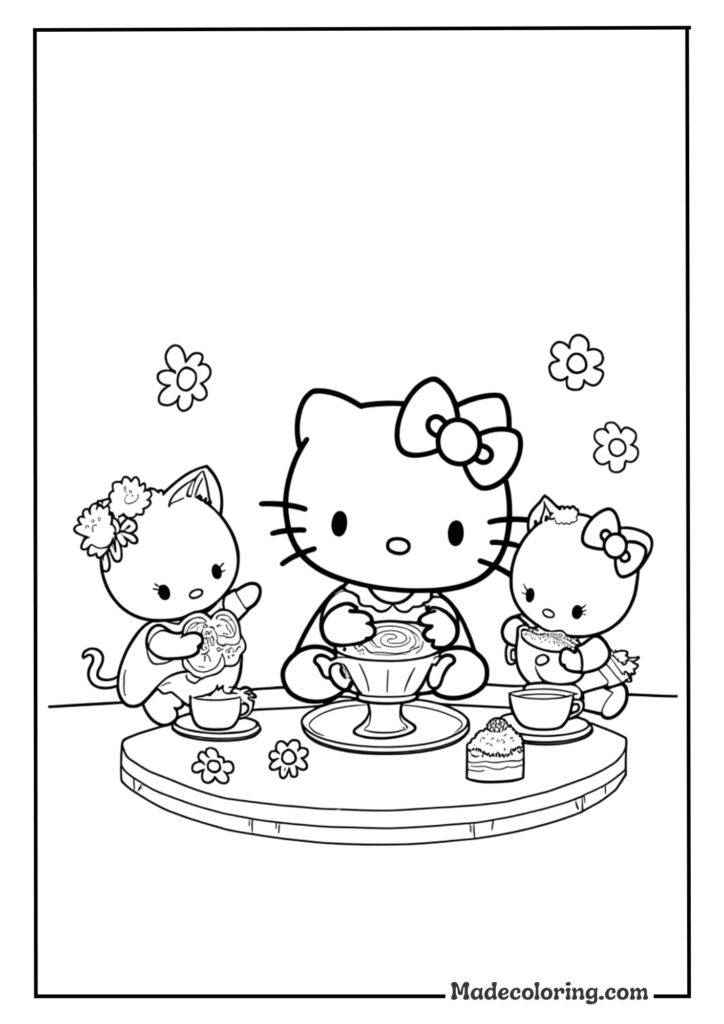 Hello Kitty having a tea party with her friends Kitty having a tea party with her friends