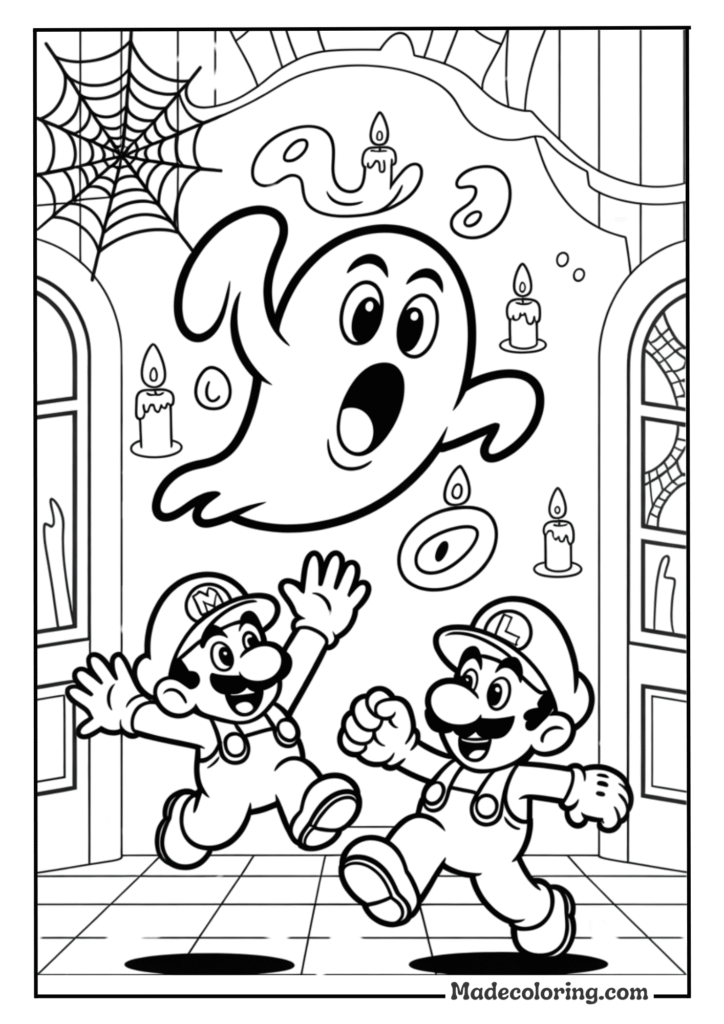 Mario And Luigi Battling Boo To Color