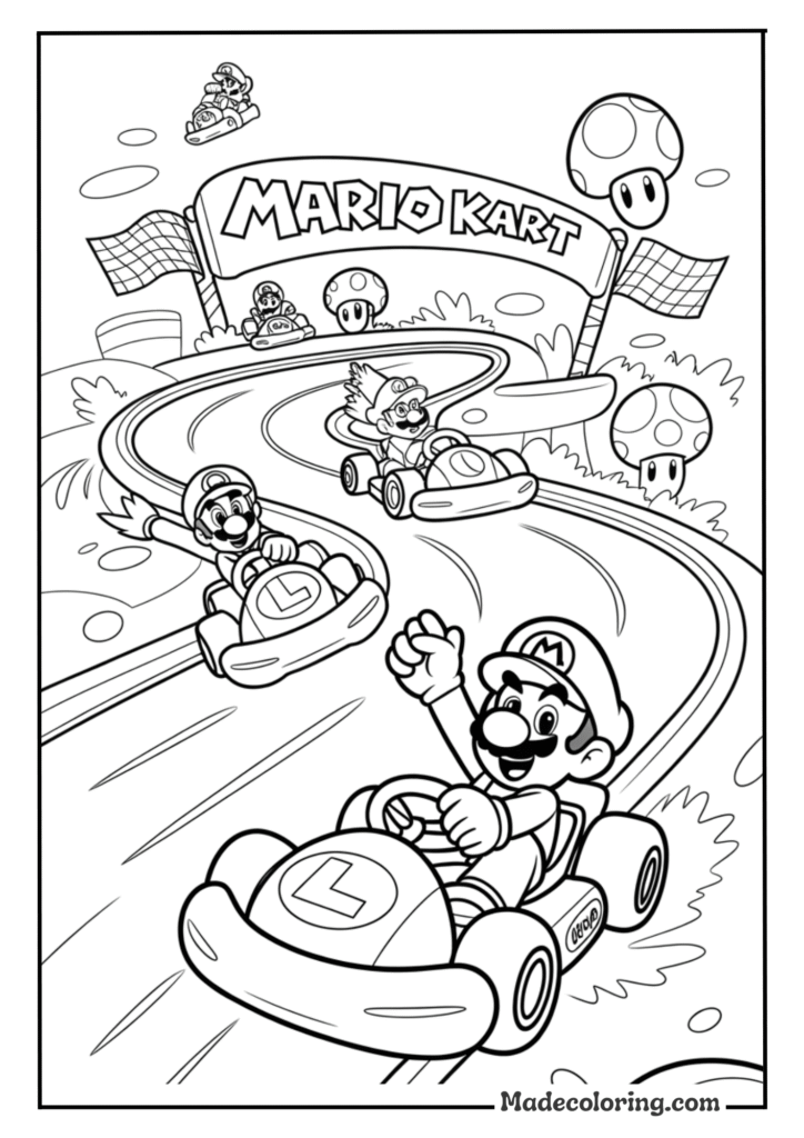Mario Kart Coloring Page