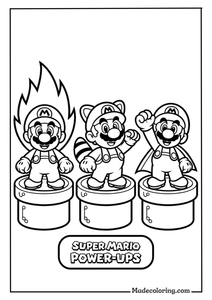 Mario in various special power-up forms