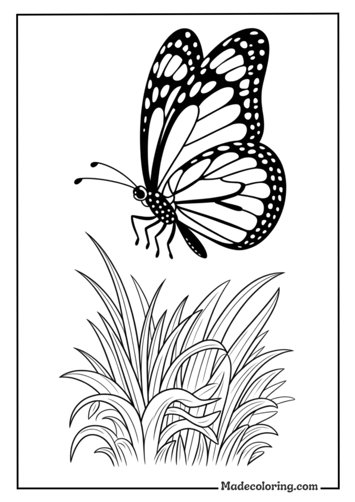 Monarch Butterfly Hovering On Grass