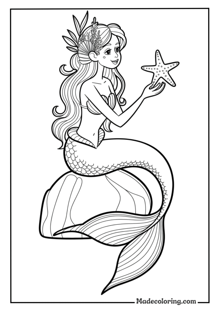 Pretty Mermaid Sitting on Rock Lovely