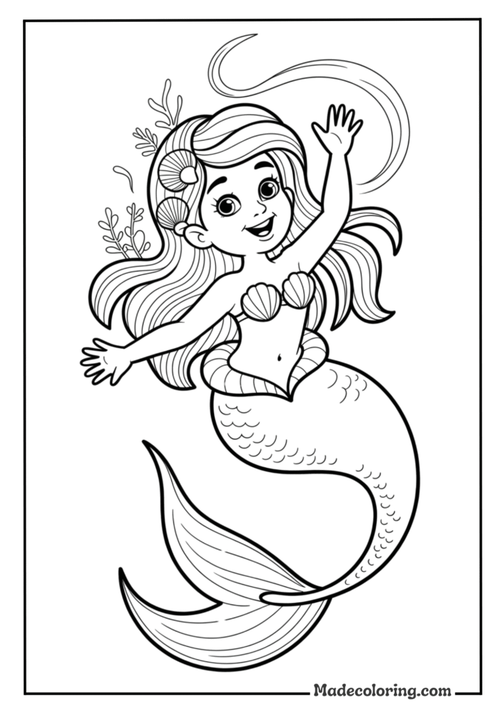 Smiling Mermaid Waving Hello