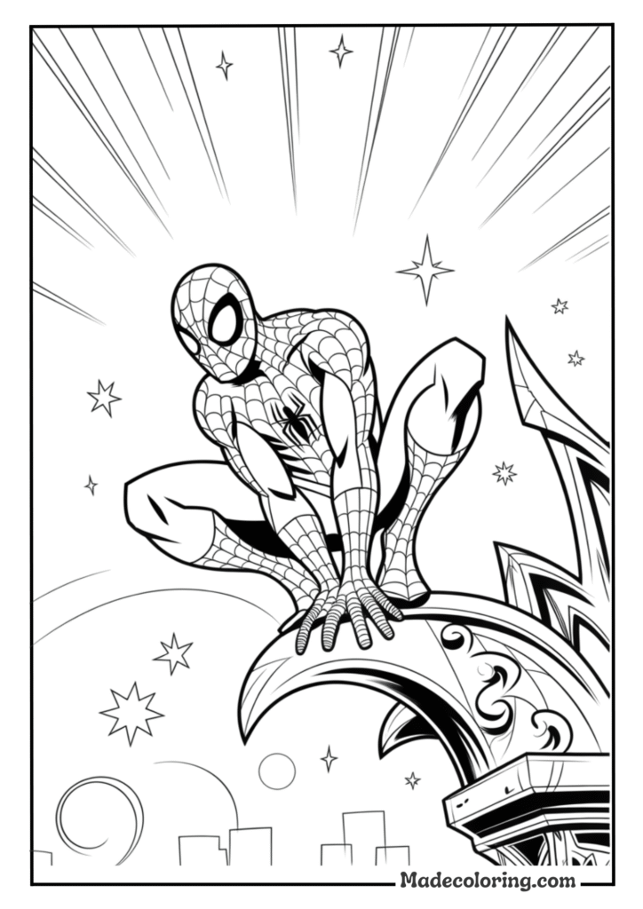 Spider-Man Perched on a Gargoyle