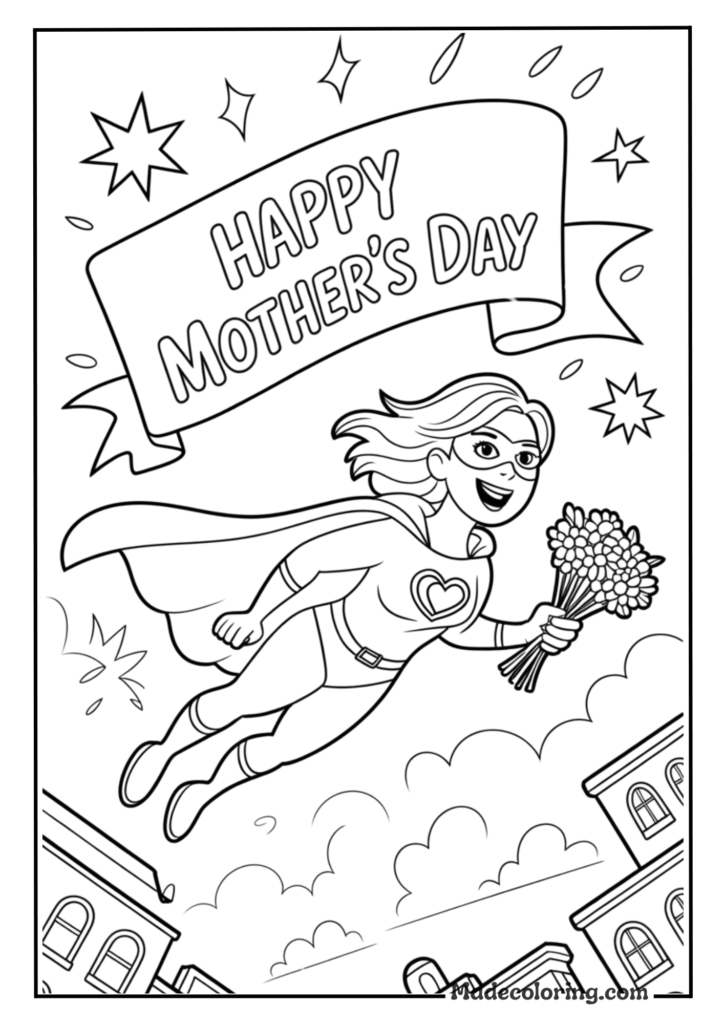 Superhero Mom With Mother s Day Banner