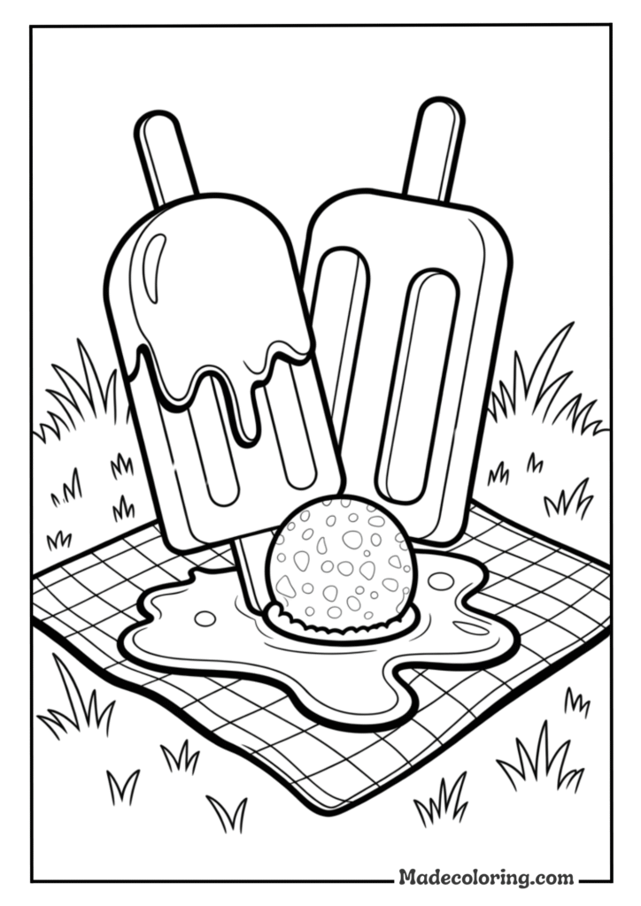 Two Popsicles Melting In The Summer