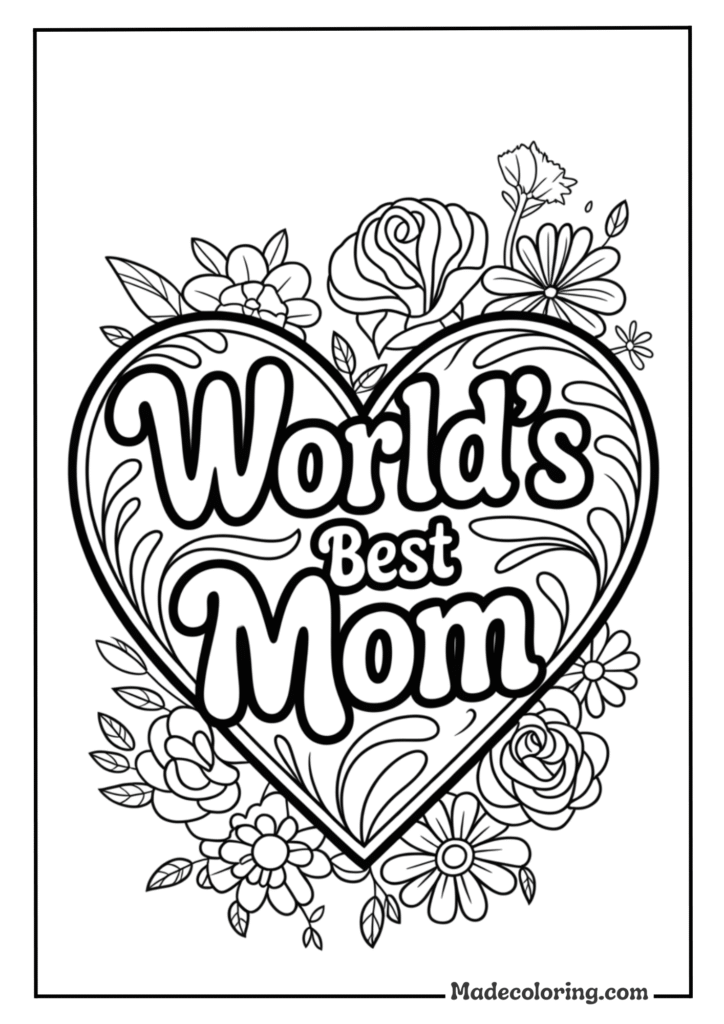 World s Best Mom Inside A Love Heart With Flowers