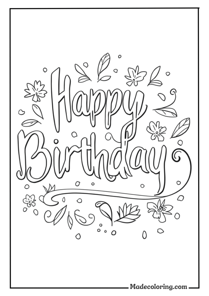 lettering Happy Birthday Coloring Pages