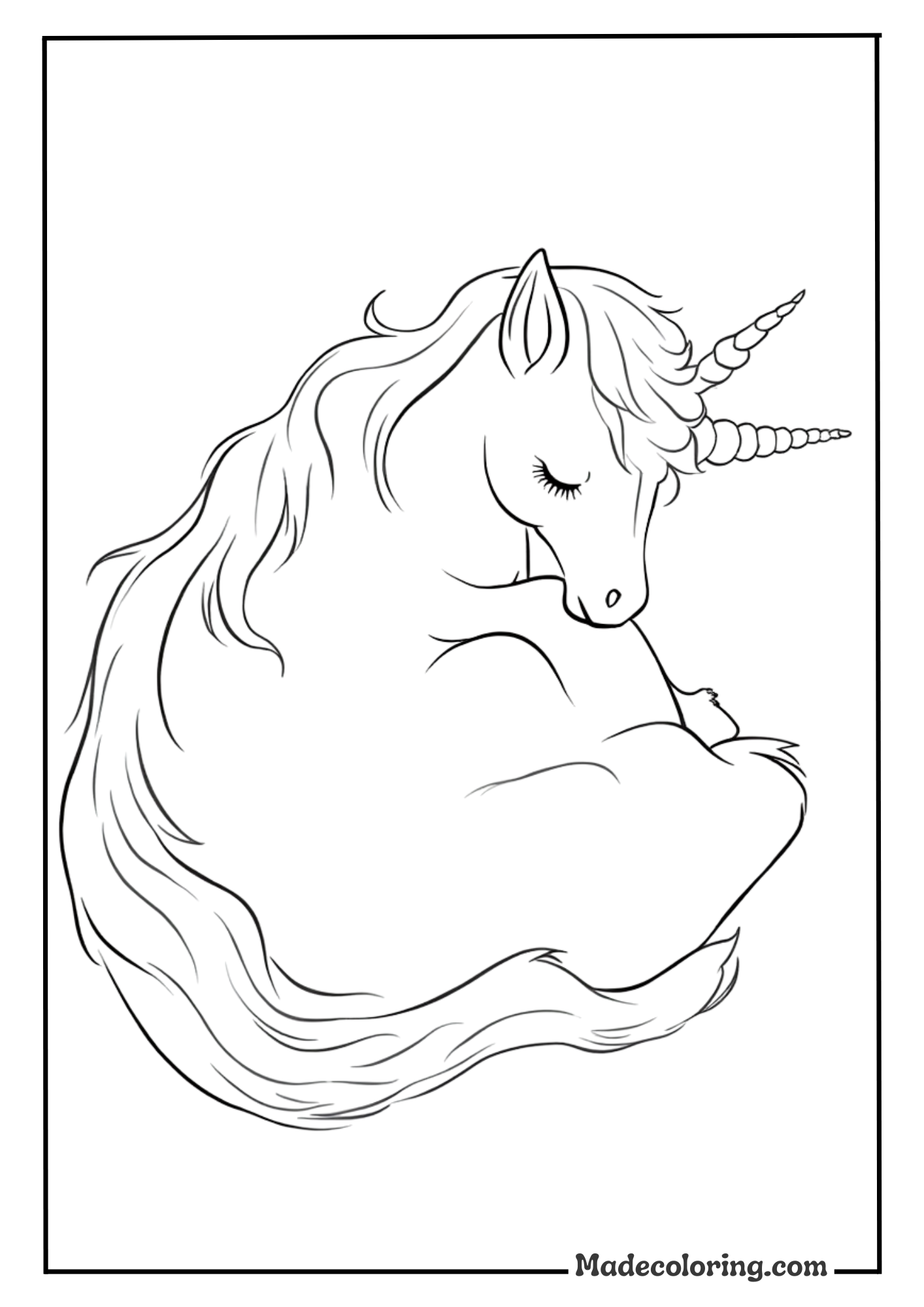 sleeping unicorn curled up