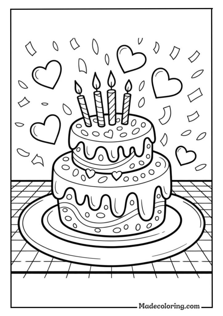 three tiered Happy birthday cake