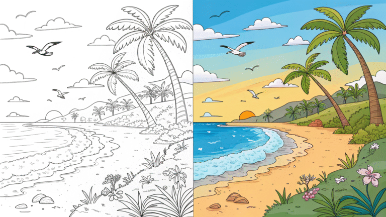 Beach coloring pages