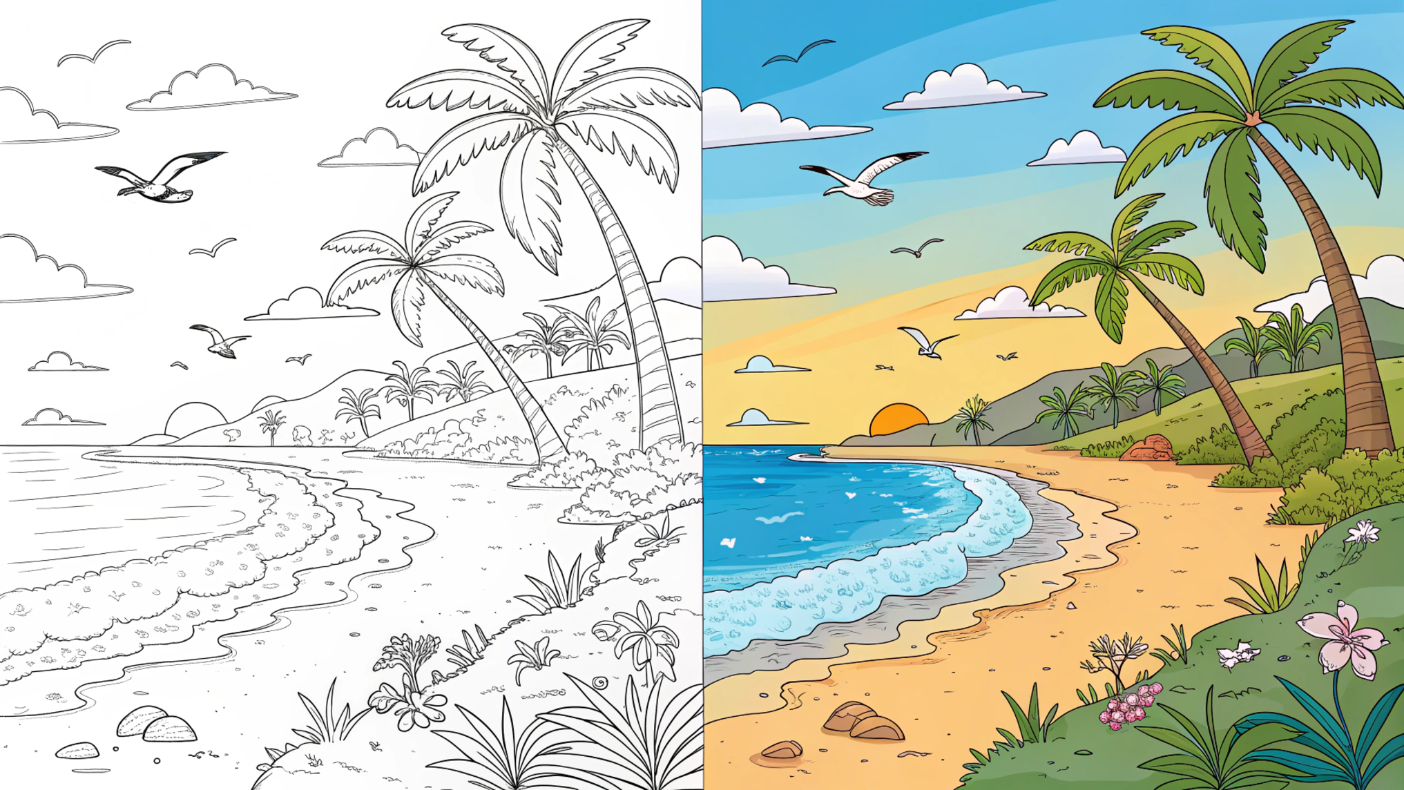 Beach coloring pages