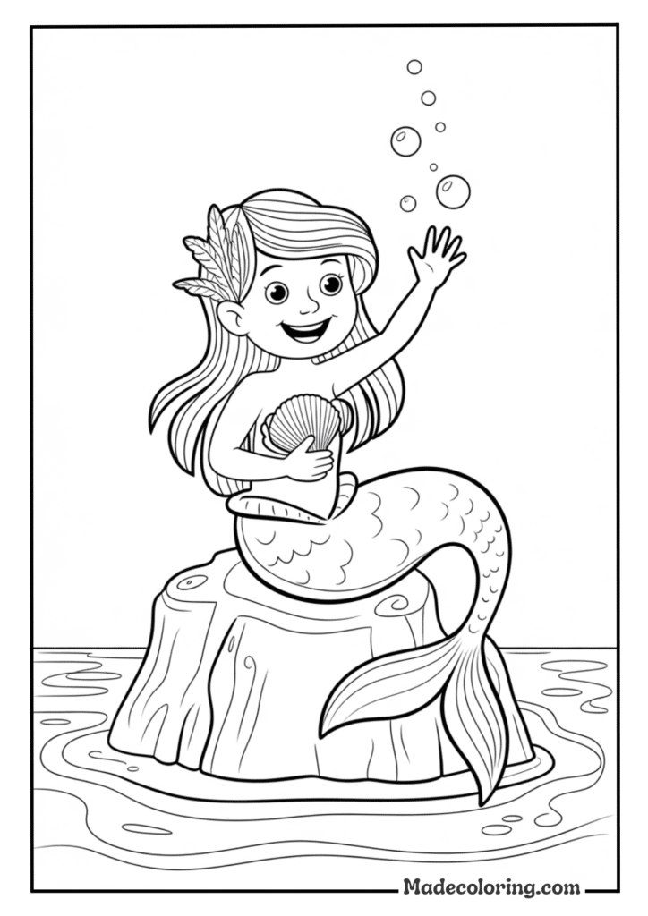 Happy Mermaid Waving