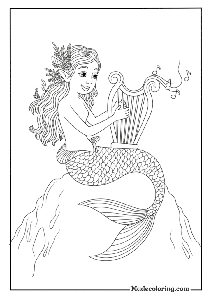 Mermaid Playing Harp