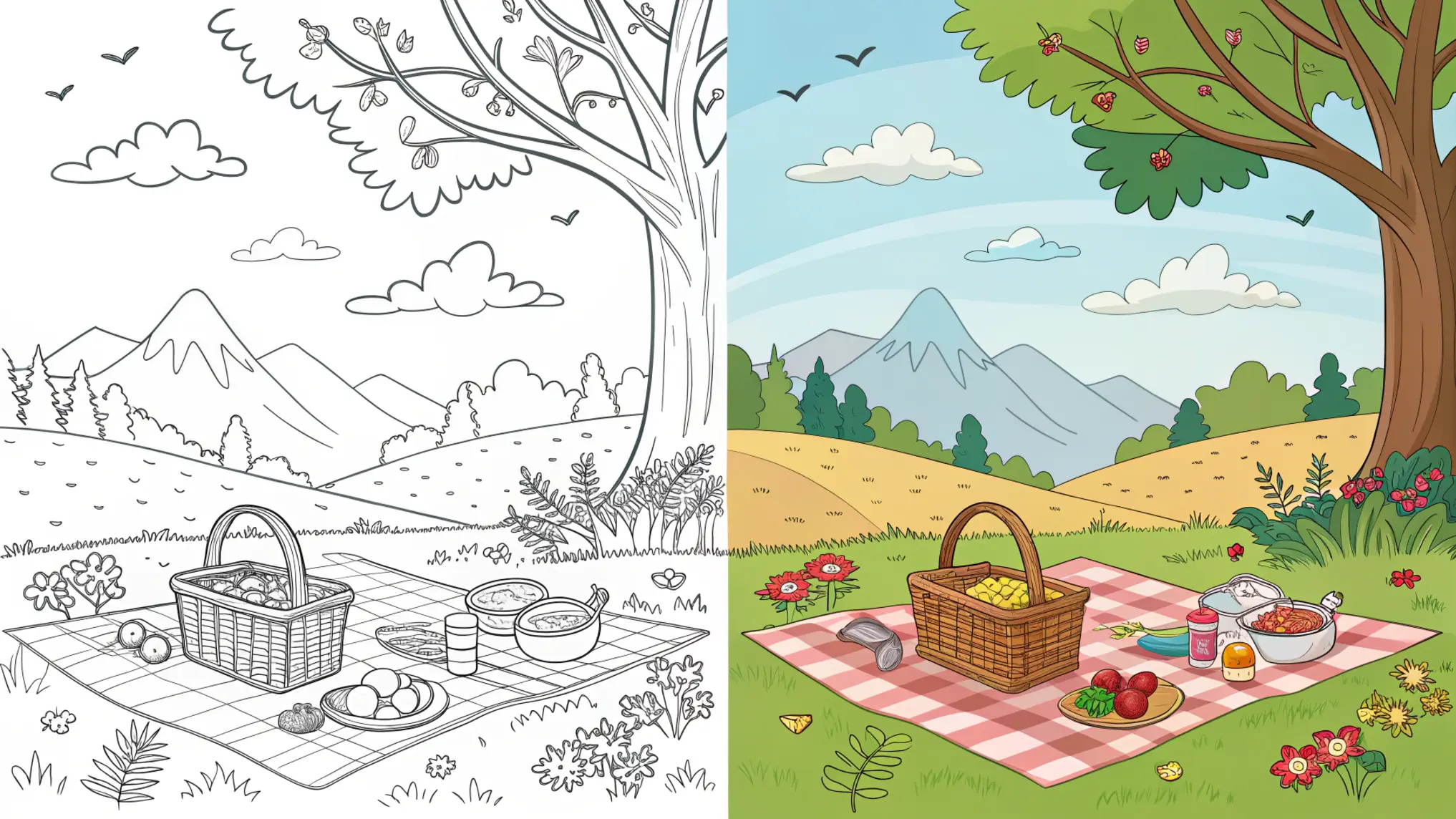 Picnic Coloring Pages